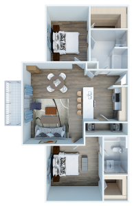 a floor plan of a two bedroom apartment at The Panr Hollow