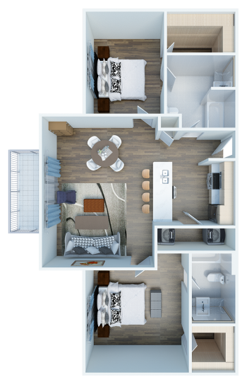 a floor plan of a two bedroom apartment at The Panr Hollow