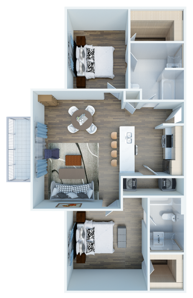 a floor plan of a two bedroom apartment at The Panr Hollow