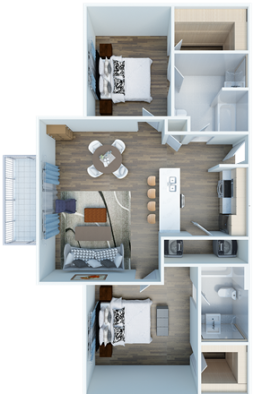 a floor plan of a two bedroom apartment at The Panr Hollow
