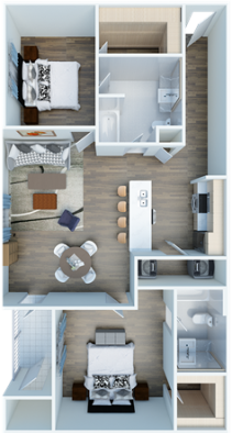 a floor plan of a two bedroom apartment at The Panr Hollow