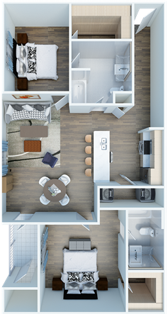 a floor plan of a two bedroom apartment at The Panr Hollow