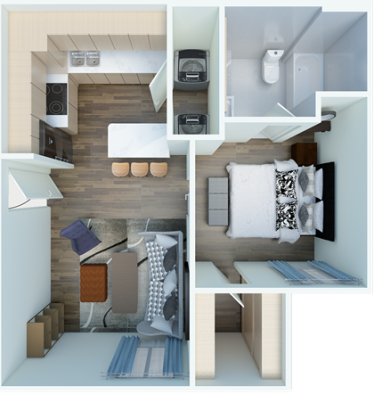 a floor plan of a one bedroom apartment at The Panr Hollow