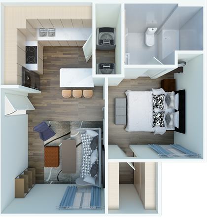 a floor plan of a one bedroom apartment at The Panr Hollow